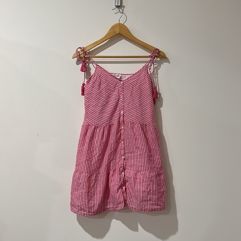 • Sézane • Women’s Felicie Sundress Mini Pink and white Stripes Button Down 36 S - Picture 4 of 6